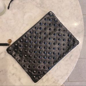 Clare Vivier Leather Studded Foldover Clutch